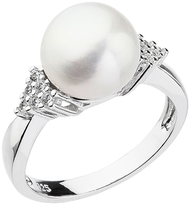 Strieborný prsteň s bielou riečnou perlou 25002.1