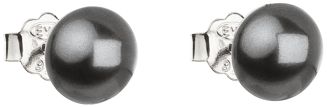 Strieborné náušnice kôstka s perlou Swarovski šedé guľaté 31142.3 grey