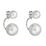 Strieborné náušnice dvojité s perlou Swarovski biele okrúhle 31177.1