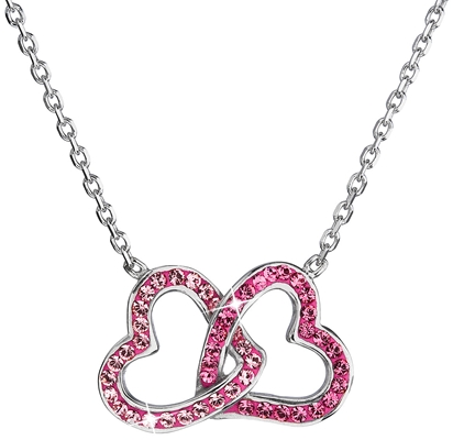 Strieborný náhrdelník s krištáľmi Swarovski srdce ružový 32015.3