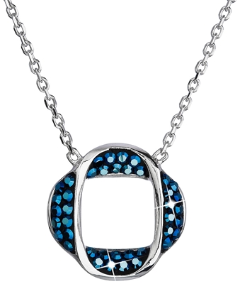 Strieborný náhrdelník s krištáľmi Swarovski modrý okrúhly 32016.5