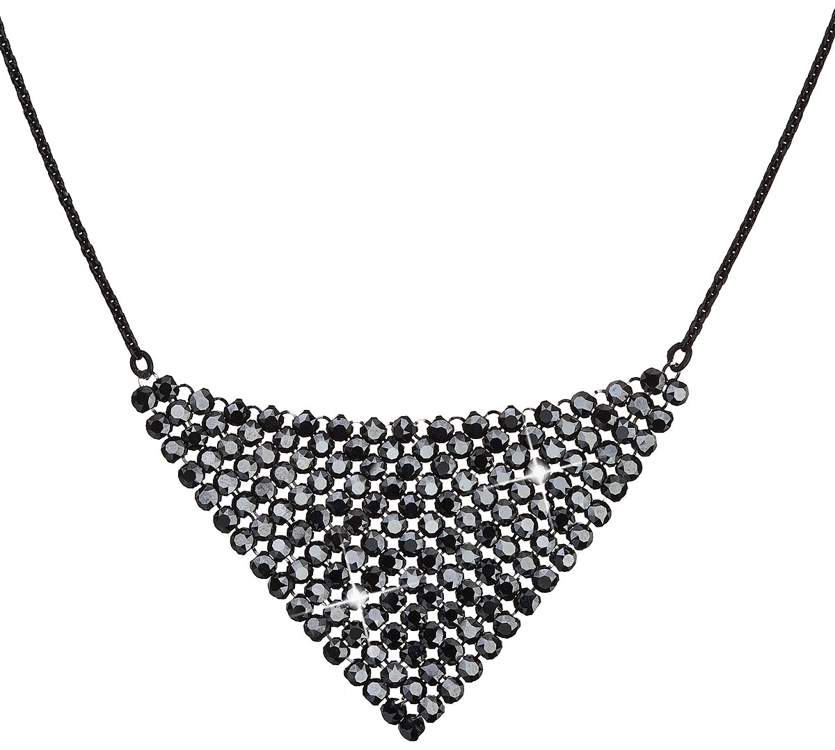Strieborný náhrdelník s krištáľmi Swarovski čierny 32019.5