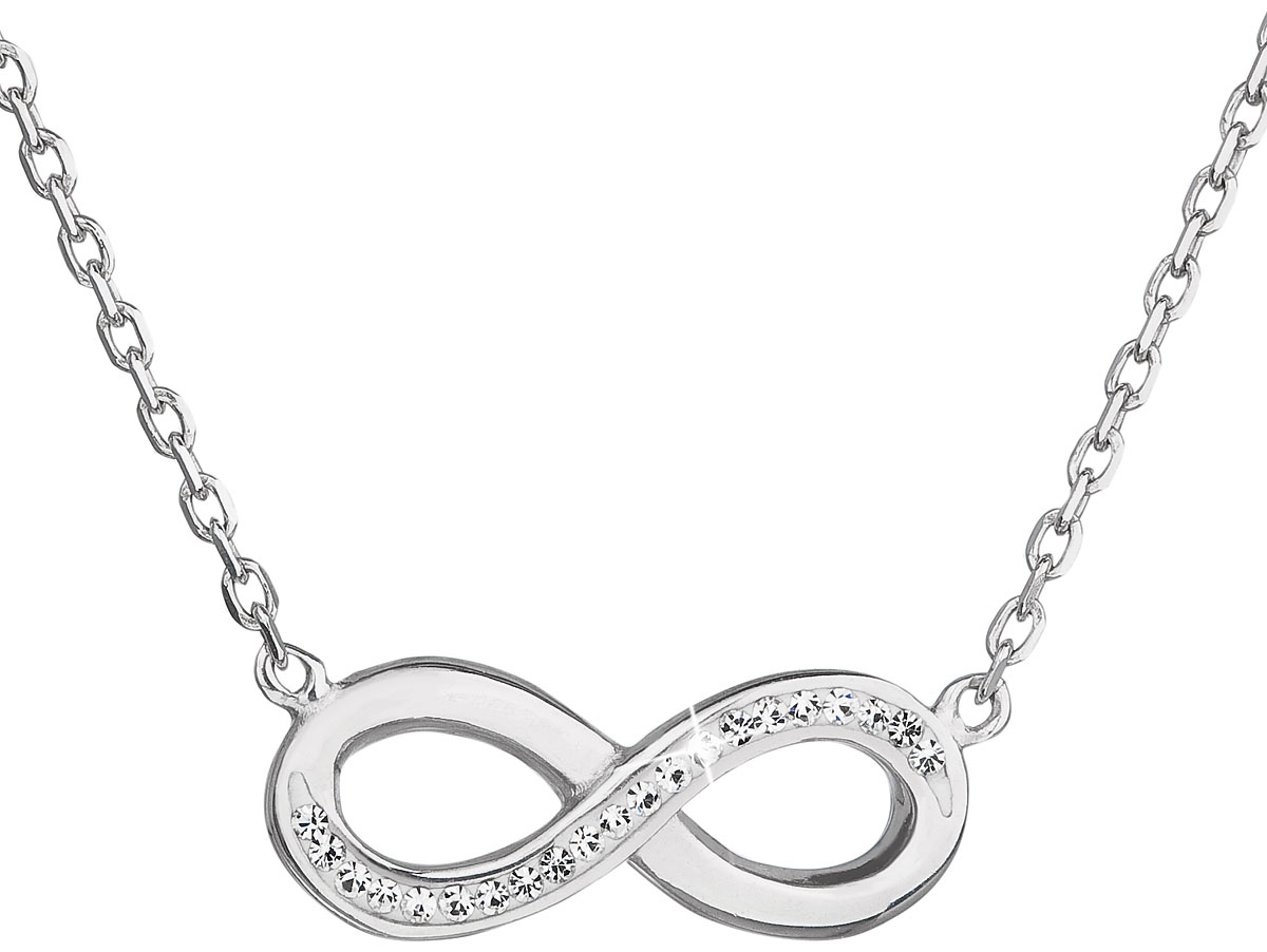Strieborný náhrdelník s krištáľmi Swarovski biele infinity, osmička-nekonečno 32023.1