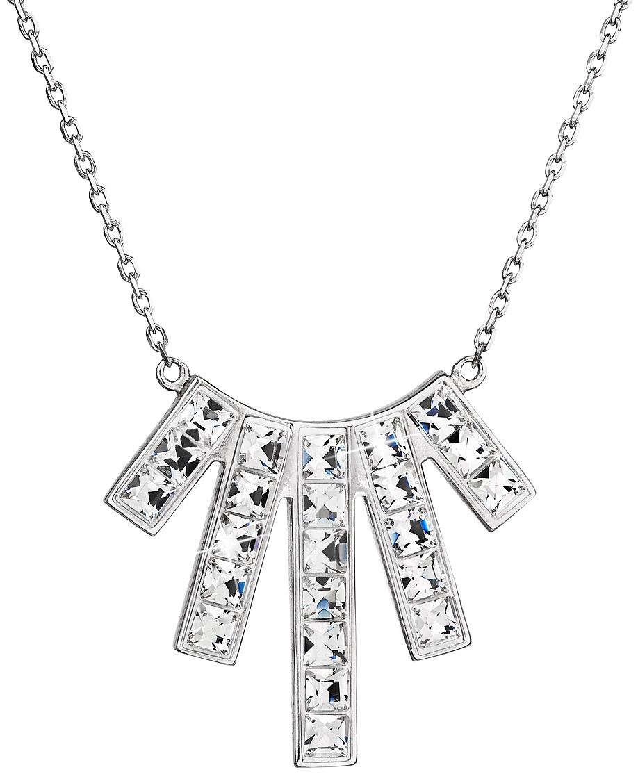 Strieborný náhrdelník s krištáľmi Swarovski biely obdĺžnik 32024.1