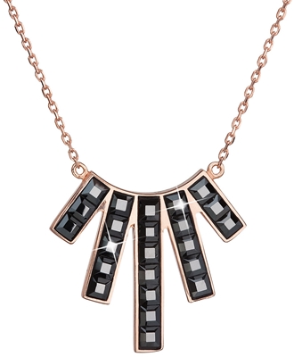 Strieborný náhrdelník s krištáľmi Swarovski čierny obdĺžnik 32024.5