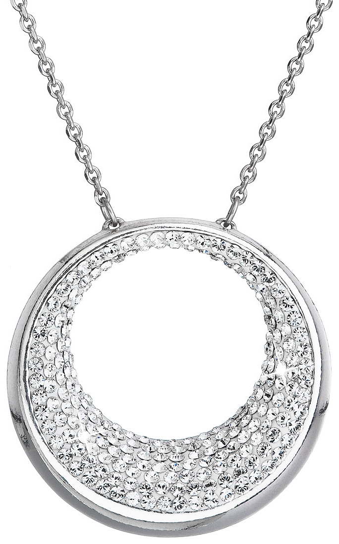 Strieborný náhrdelník s krištáľmi Swarovski biely 32026.1