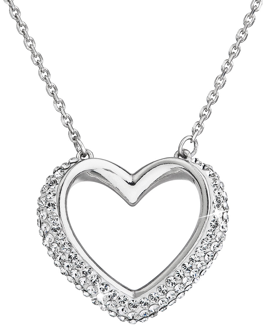Strieborný náhrdelník s krištáľmi Swarovski biele srdce 32027.1