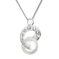 Strieborný náhrdelník s perlou Swarovski biely okrúhly 32048.1