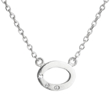 Strieborný náhrdelník s krištáľmi Swarovski biely okrúhly 32052.1