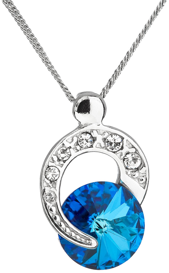 Strieborný náhrdelník s krištálom Swarovski modrý okrúhly 32048.5