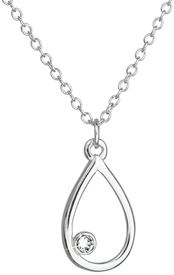 Strieborný náhrdelník s krištálom Swarovski biela kvapka 32058.1