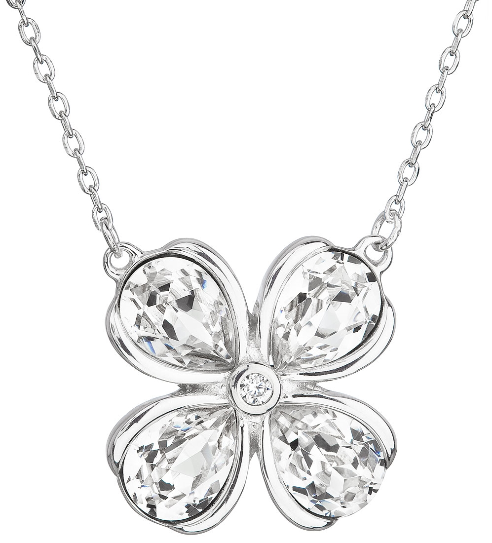 Strieborný náhrdelník s krištáľmi Swarovski biela kytička 32066.1