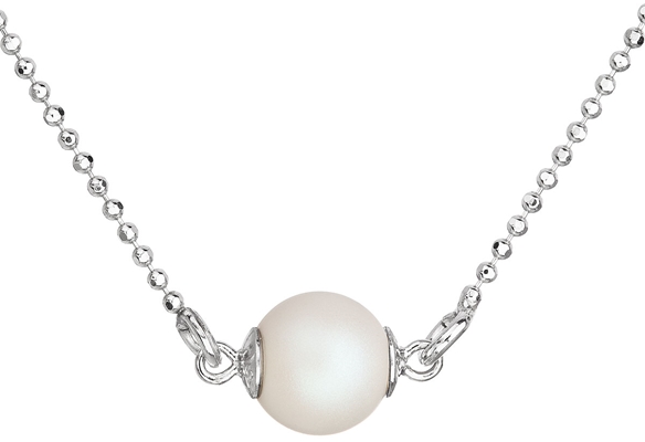 Strieborný náhrdelník s bielou matnou perlou 32068.1