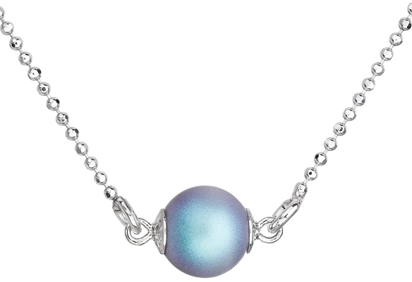 Strieborný náhrdelník so svetlomodrou matnou perlou 32068.3