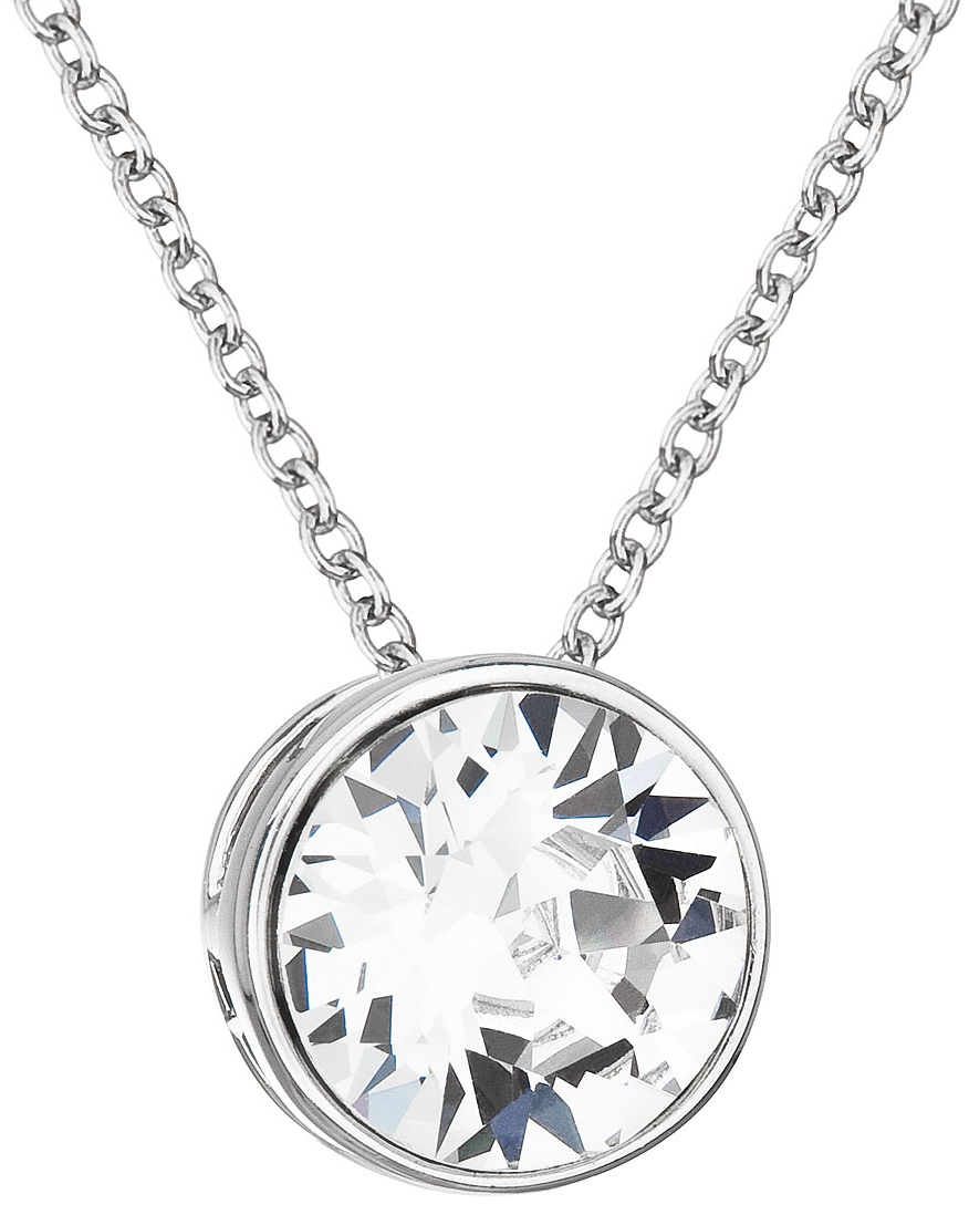 Strieborný náhrdelník s krištálom Swarovski biely okrúhly 32069.1