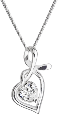 Strieborný náhrdelník so Swarovski kryštálmi srdce biele 32071.1