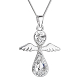 Strieborný náhrdelník anjel so Swarovski kryštálmi biely 32072.1