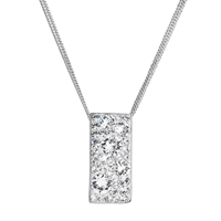 Strieborný náhrdelník so Swarovski kryštálmi biely obdĺžnik 32074.1