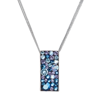Strieborný náhrdelník so Swarovski kryštálmi modrý obdĺžnik 32074.3 blue style
