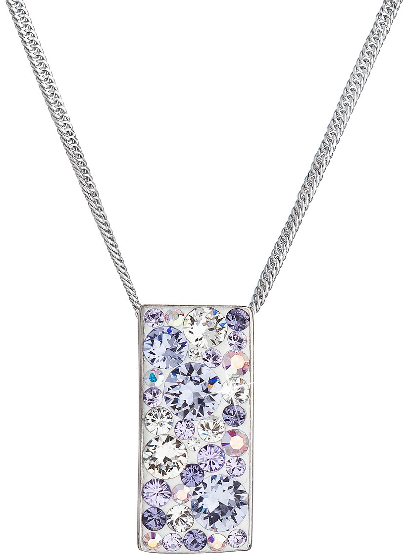 Strieborný náhrdelník so Swarovski kryštálmi fialový obdĺžnik 32074.3 violet