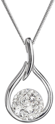 Strieborný náhrdelník so Swarovski kryštálmi kvapka 32075.1 biela
