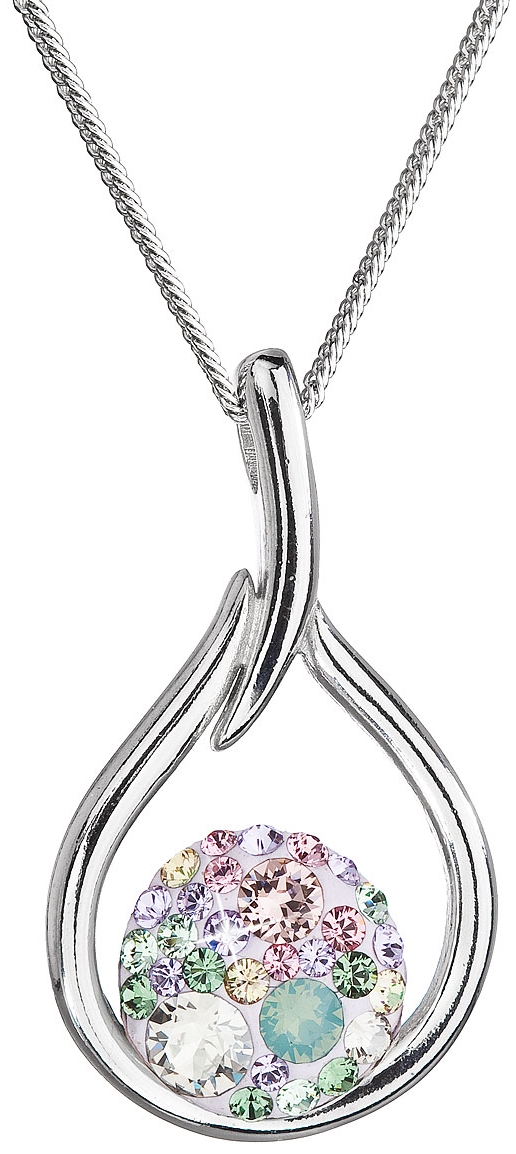 Strieborný náhrdelník so Swarovski kryštálmi kvapka 32075.3 sakura