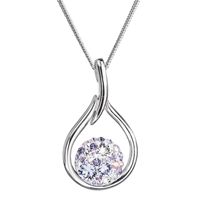 Strieborný náhrdelník so Swarovski kryštálmi kvapka 32075.3 violet