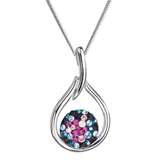 Strieborný náhrdelník so Swarovski kryštálmi kvapka 32075.4 galaxy 
