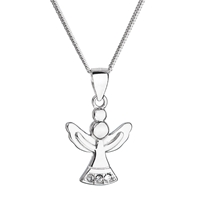 Strieborný náhrdelník anjel so Swarovski kryštálmi biely 32078.1