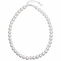 Perlový náhrdelník biely s Preciosa kryštály 32011.1