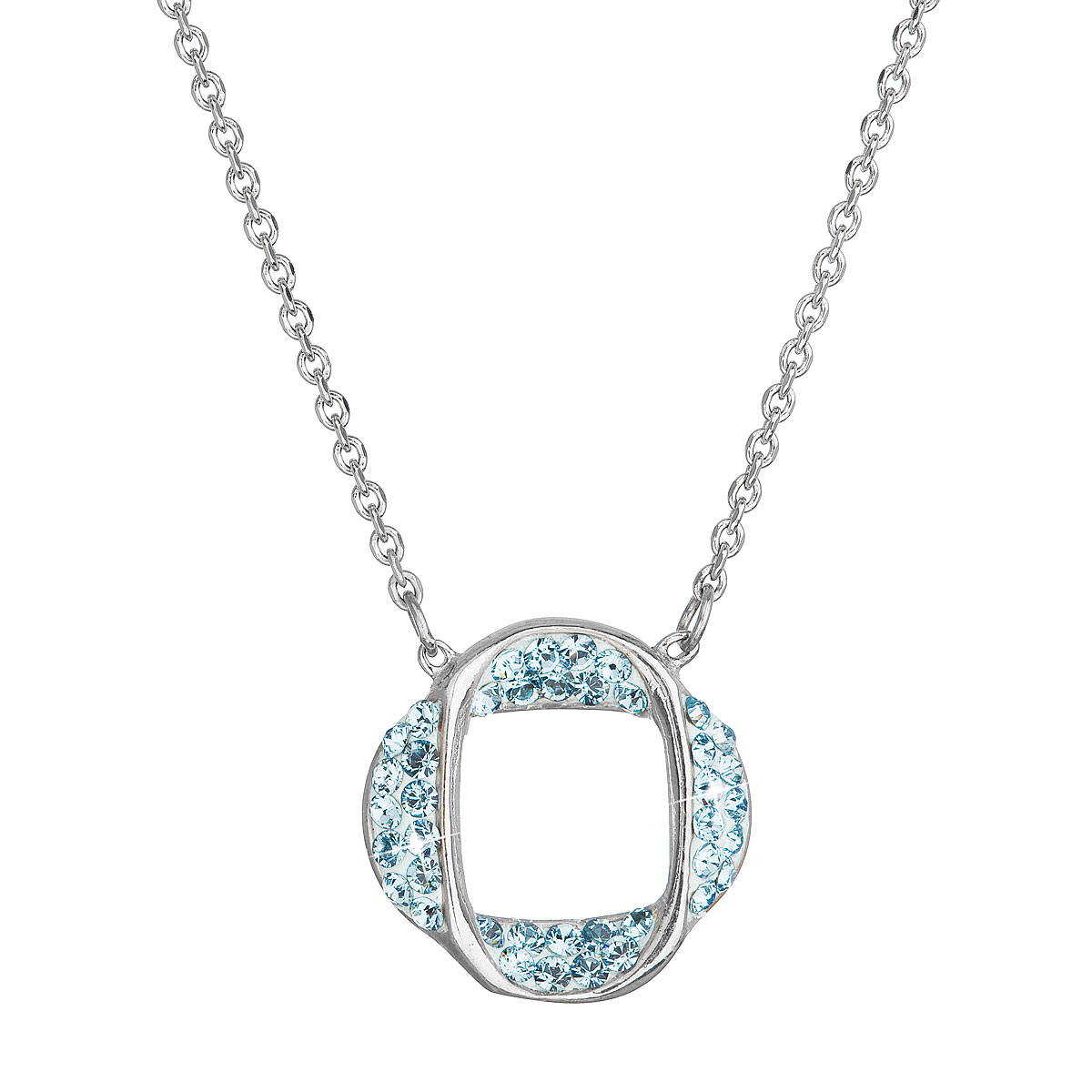 Strieborný náhrdelník s kryštálmi Swarovski modrý 32016.3 aqua