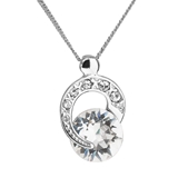 Strieborný náhrdelník s kryštálmi Preciosa biely okrúhly 32048.1 crystal