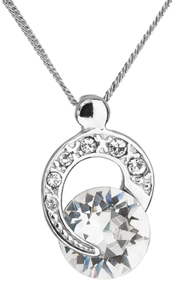 Strieborný náhrdelník s kryštálmi Preciosa biely okrúhly 32048.1 crystal