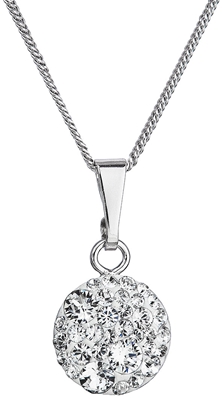 Strieborný náhrdelník so Swarovski kryštálmi okrúhly biely 32086.1 crystal