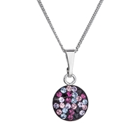 Strieborný náhrdelník so Swarovski kryštálmi okrúhly fialový 32086.3 magic violet