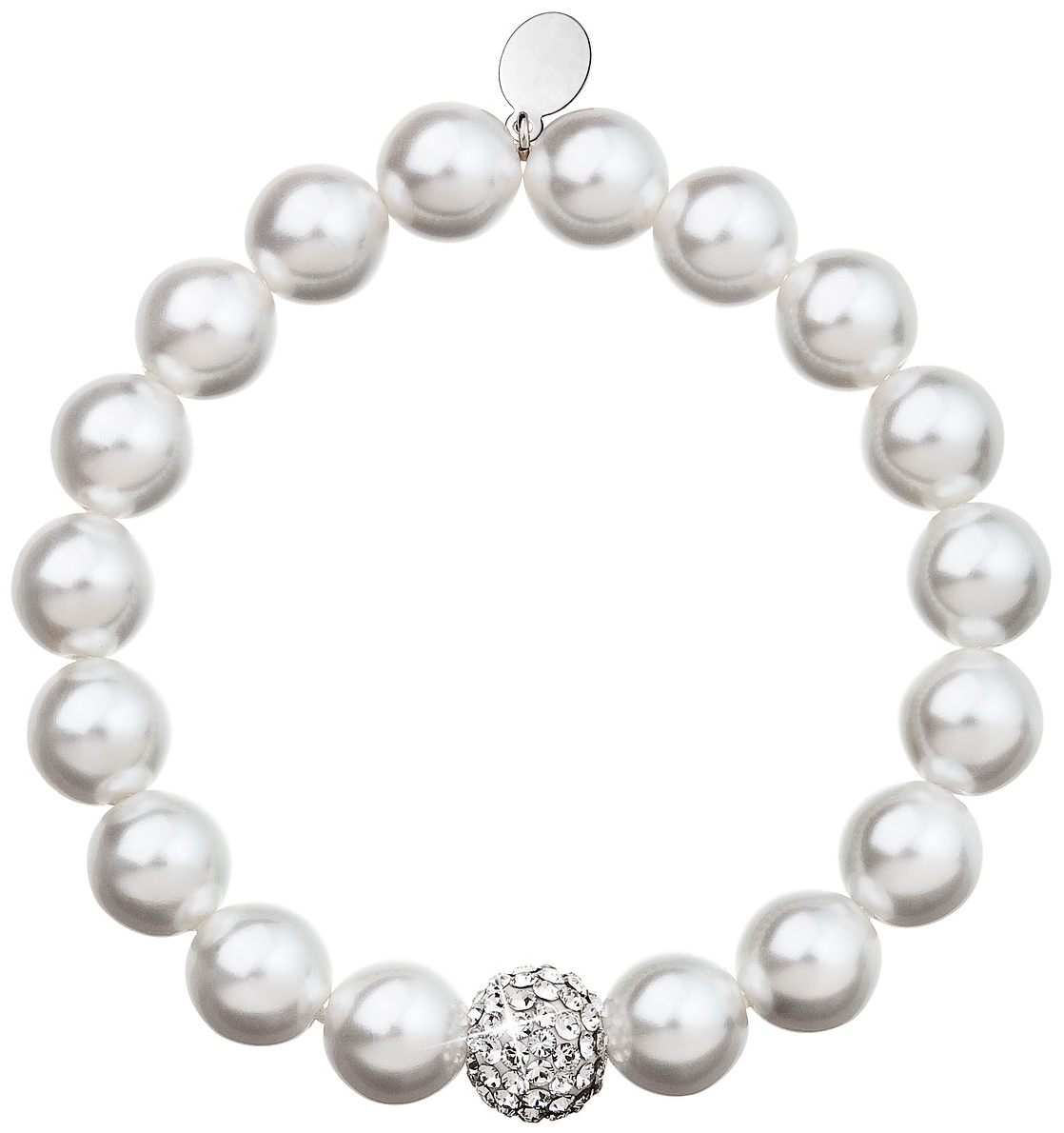 Perlový náramok biely s kryštálmi Preciosa 33074.1 white