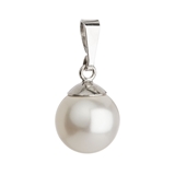 Strieborný prívesok s bielou guľatou perlou 34150.1