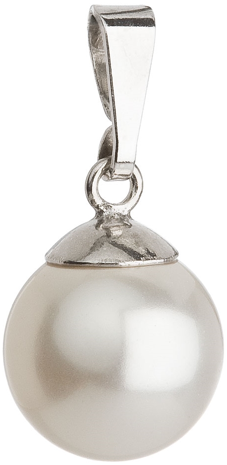 Strieborný prívesok s bielou guľatou perlou 34150.1