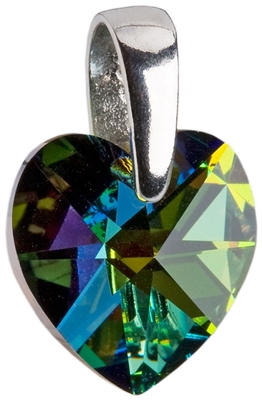 Strieborný prívesok s krištáľmi Swarovski zelené srdce 34003.5