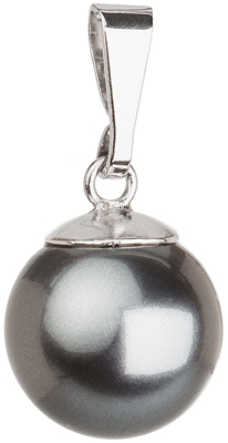 Strieborný prívesok so sivou guľatou perlou 34150.3