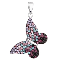 Strieborný prívesok s krištáľmi Swarovski mix farieb motýľ 34192.3 magic violet