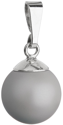 Strieborný prívesok so šedou pastelovou okrúhlou perlou 34150.3