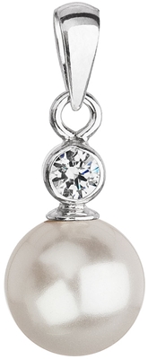 Strieborný prívesok s krištálom Swarovski a bielou okrúhlou perlou 34201.1