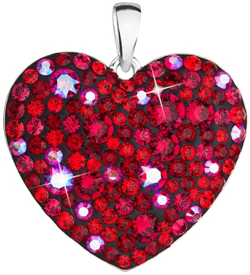 Strieborný prívesok s krištáľmi Swarovski červené srdce 34243.3 cherry