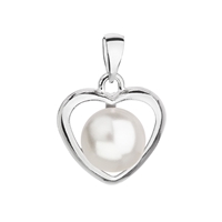 Strieborný prívesok s bielou perlou srdce 34246.1