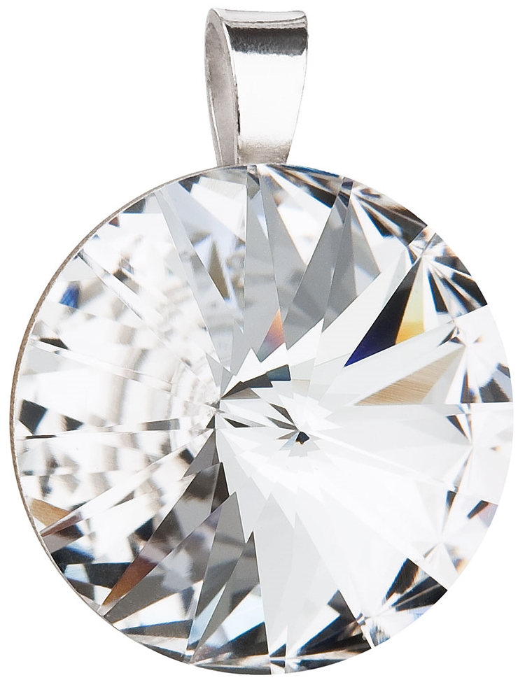 Strieborný prívesok s kryštálmi Preciosa biely guľatý-rivole 34071.1 crystal