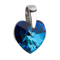 Strieborný prívesok s kryštálmi Swarovski modré srdce 34003.5 bermuda blue