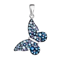 Strieborný prívesok s kryštálmi Swarovski modrý motýľ 34192.3 blue style