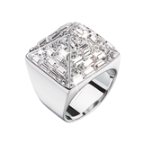 Strieborný prsteň s krištálmi biela pyramída 35810.1