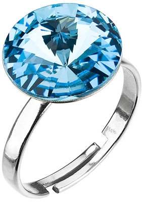 Strieborný prsteň s krištáľmi modrý 35018.3 aqua